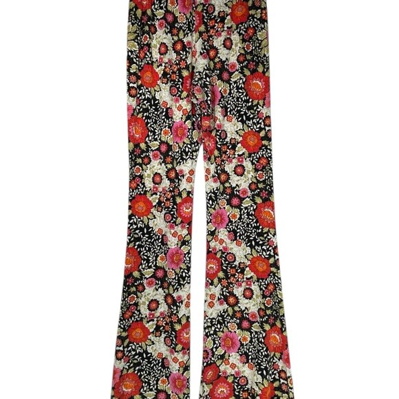 BILLABONG Sun Down Flare Pants Sz M Multicolor Floral High Rise Stretchy Viscose - Picture 5 of 10